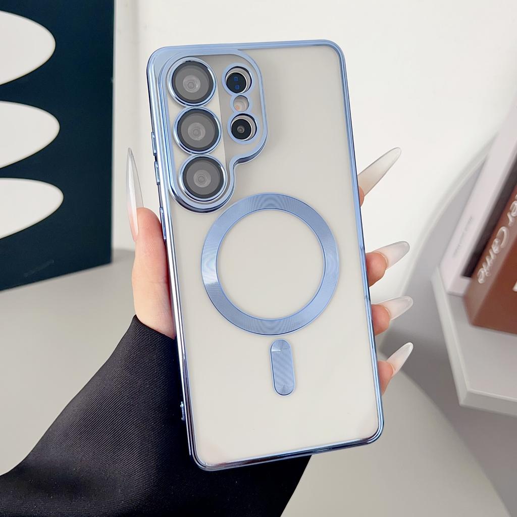 Роскошное прозрачное покрытие для чехла с беспроводной зарядкой Magsafe для Samsung S26 S25 S24 S23 S22 S21 S20 FE Ultra Plus Note20 10 Мягкий чехол