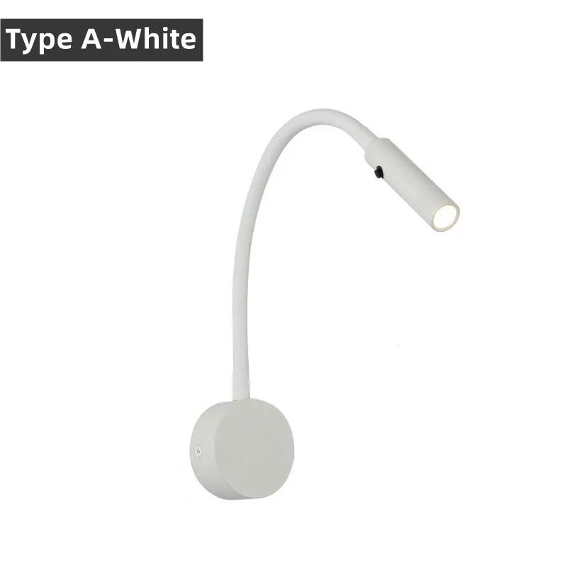 Регулируемая светодиодная настенная лампа для чтения 3 Вт, гибкий шланг, прикроватный настенный светильник для спальни, кабинета, настенный светильник с выключателем, настольная лампа