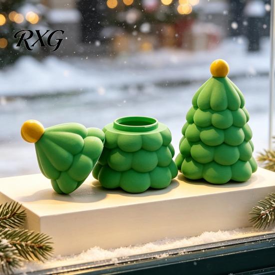 Plastic Christmas Tree Gift Shaped Mini Storage Box, 3D Printed Small Green Office Desk Accessories Desktop Ornament, Decorative Trinket Jewelry