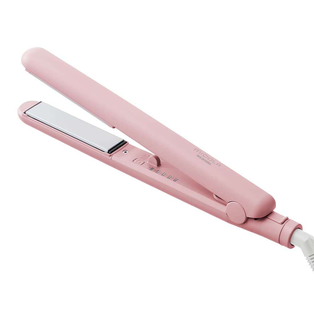 [Starts Up In 30 Seconds, Lightweight] Iris Ohyama MiCOLA Straight Iron, Compatible with Overseas Countries, Temperature Adjustable HIR-MS101-P Pink