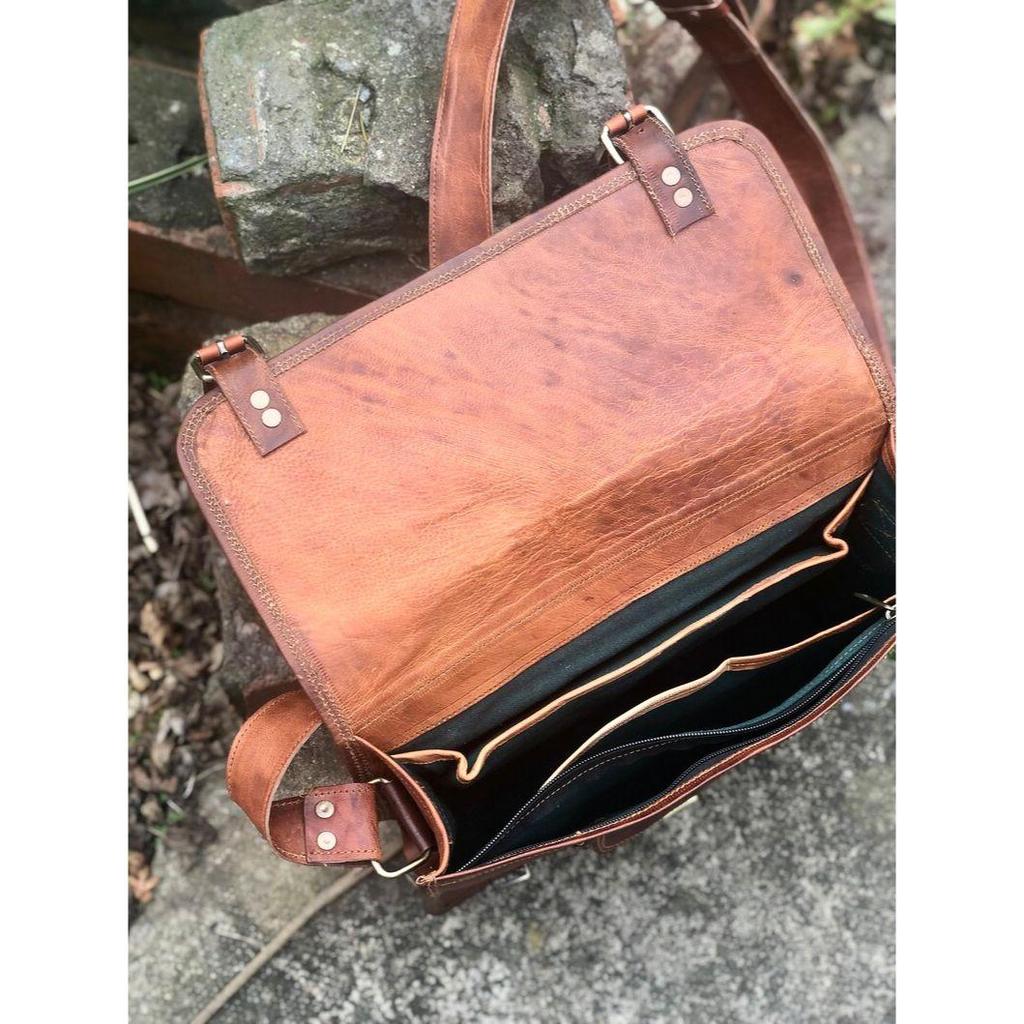 Коричневая кожаная сумка 13 дюймов, классная кожаная сумка-мессенджер унисекс, кожаная сумка через плечо формата А4, кожаная школьная сумка в традиционном стиле