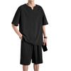 Platilive Short Sleeve Summer Set with Top and Solid Large Size L Men's V-Neck T-Shirt Shorts, Color, Sizes, Moisture-Wicking, Quick-Drying,