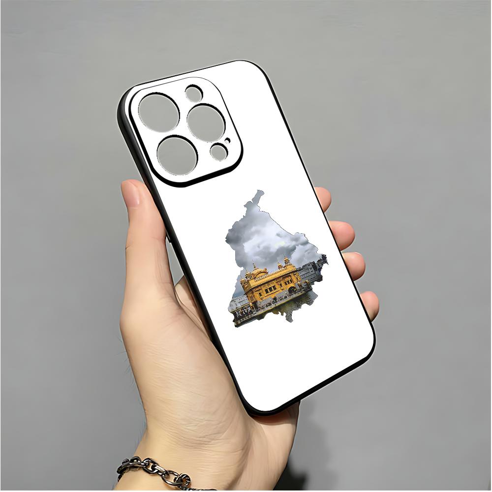 Чехол для телефона с картой Пенджаба для IPhone 16,15,14,13,12,11,XS,XR,X,8,7,Pro,Max,Plus,mini Силиконовый Черный Чехол