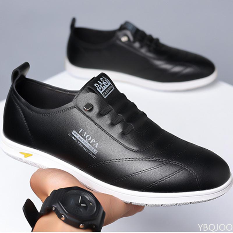 Осенние новые мужские нескользящие туфли повседневные универсальные кожаные туфли на мягкой подошве водонепроницаемые белые мокасины модная мужская обувь для вождения