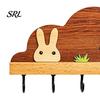 Wall Hooks for Leashes Solid Wood Key Holder with 5 Hooks, Decorative Mounted Heavy Duty Hanger Rack, Space Saving Organizer Entryway Kitchen