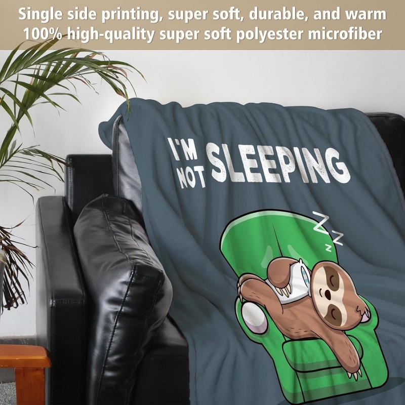 Men's 60"x50" 280gsm Flannel Blanket - Funny "I'm Not Sleeping" Sloth Design, Soft Anti-Pilling All-Season Throw, Durable Gift f