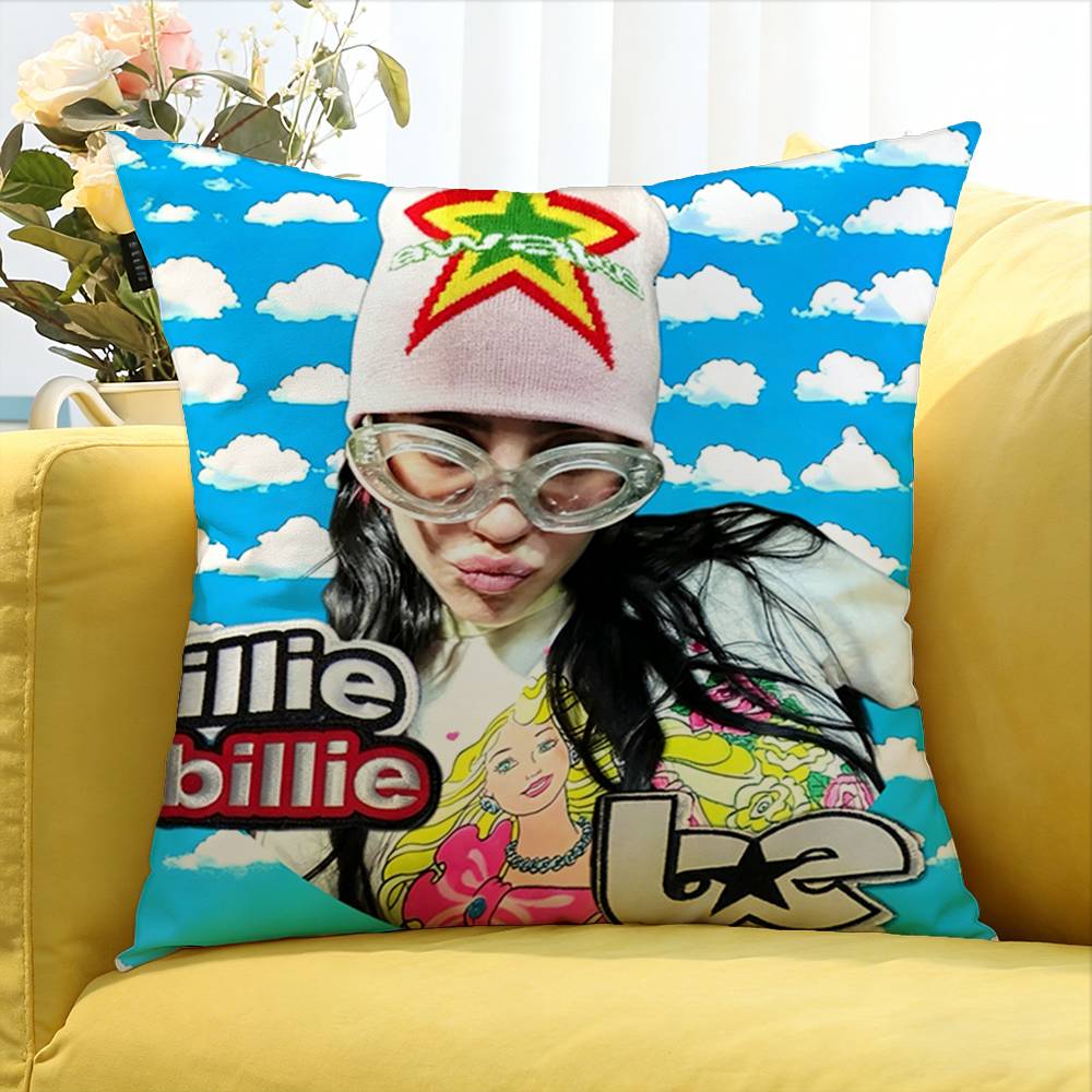 Singer B-Billie E-Eilish Various Sizes Square Pillow Case For Car Home Bedchamber Decor