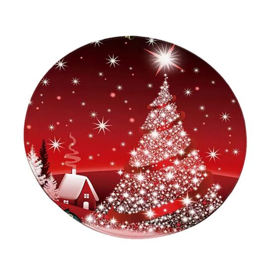 Рождественский коврик для пола круглый Санта Клаус Рождественский ковер Зональный ковер Противоскользящий Впитывающий Пряничный человечек Ковер для праздничного украшения дома Прихожая Гостиная