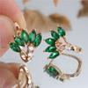Блестящие зеленые циркониевые листочки-капли висячие серьги для женщин золотого цвета винтажные ежедневные ювелирные изделия кристалл подарок