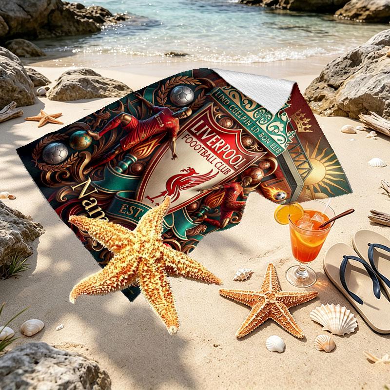 Custom Name Personalized LFC Print Beach Towel, for Trip Camping Beach Party Home Decor, Birthday Gift for Family & Friends