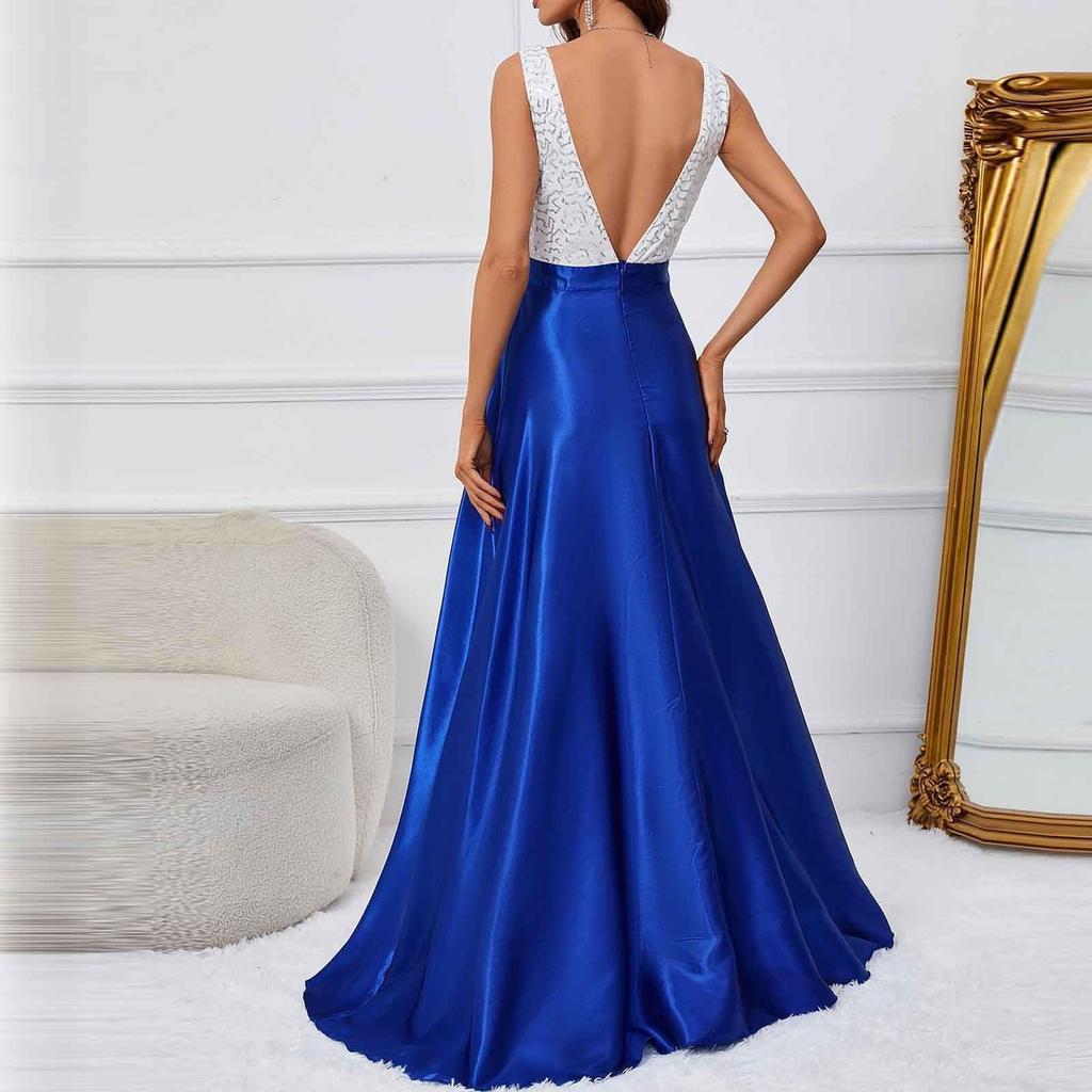 Женское повседневное платье с V-образным вырезом и длинными рукавами, однотонное свободное формальное платье