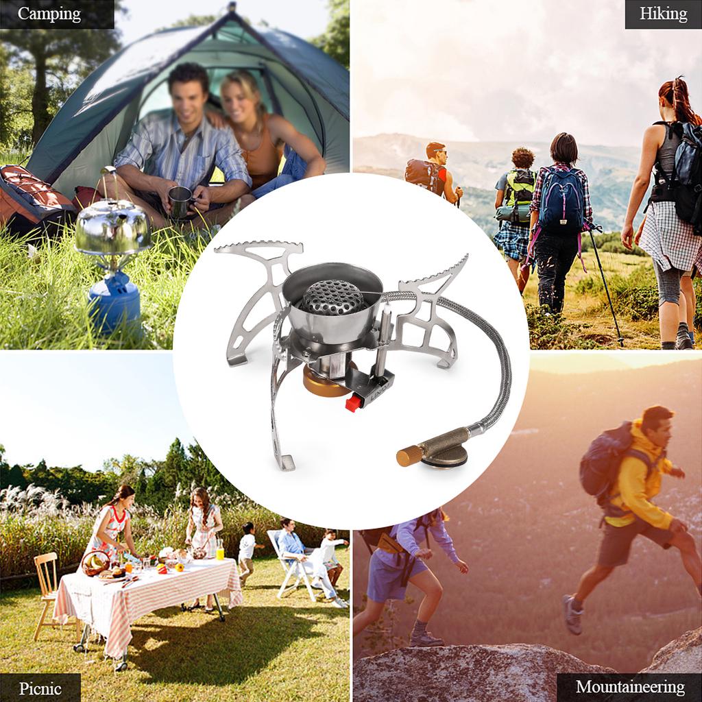 Lixada Foldable Camping Gas Stove Windproof Piezo Ignition Backpacking Stove Outdoor Portable