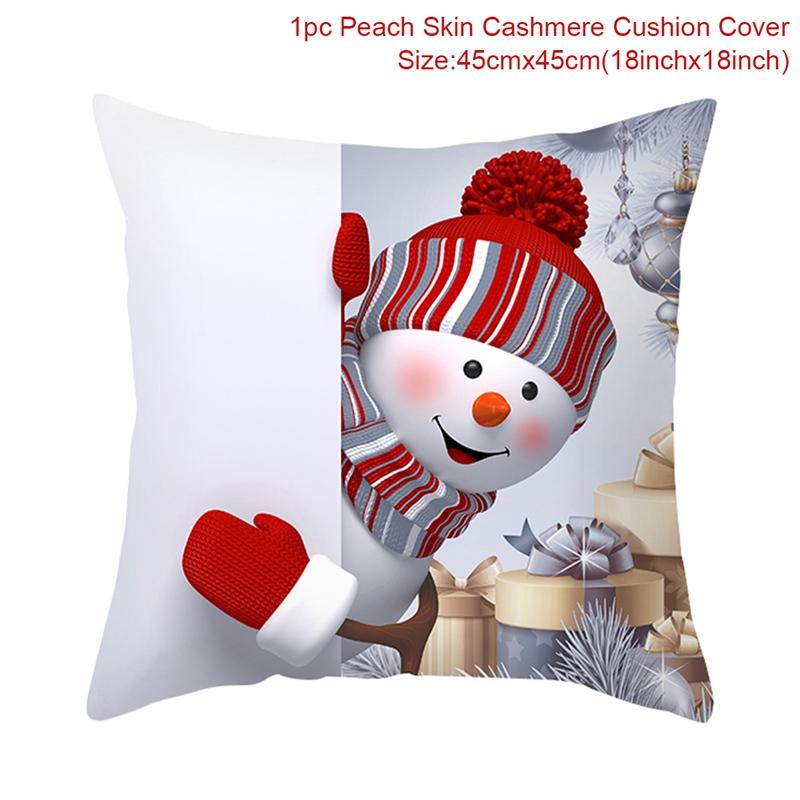 Snowman Christmas Cushion Cover Merry Christmas Decorations For Home Cristmas Sofa Decor Navidad Xmas Gifts New Year