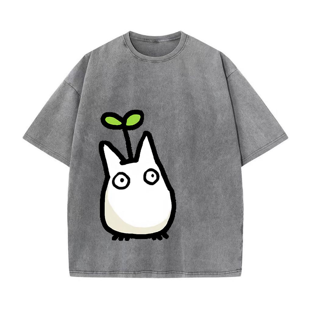 Футболка Studio Ghibli Футболка Totoro Осень-зима Японская футболка Аниме-принт Мужская футболка Ретро-стираемая винтажная футболка