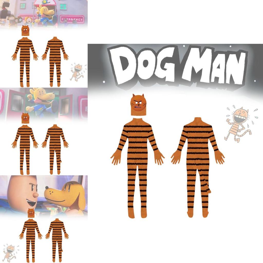 Dog Man Halloween Costume For Kids Featuring Adorable Pitty Cat Design Perfect For Cosplay