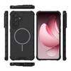 For Samsung Galaxy A56 5G Magnetic Case Corrugated Texture Heat Dissipation TPU + PC Phone Back Cover