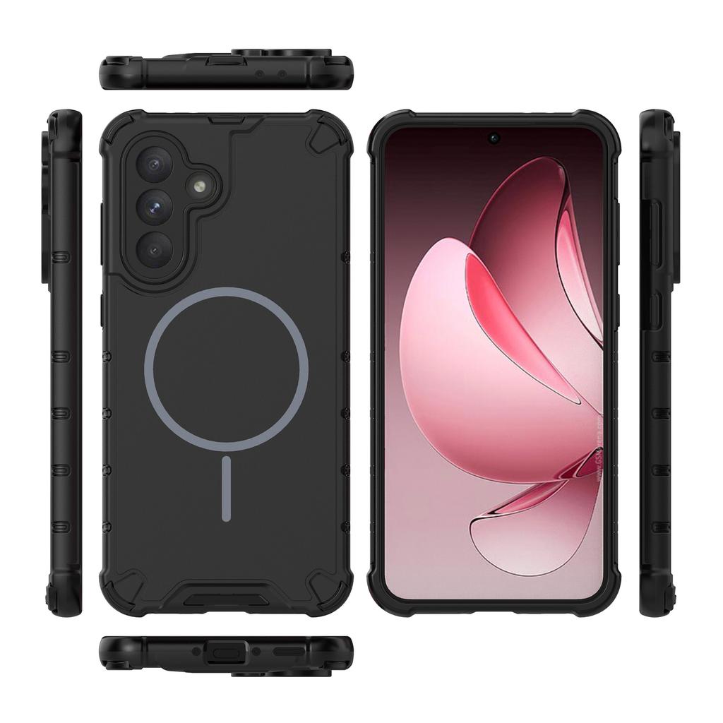 For Samsung Galaxy A56 5G Magnetic Case Corrugated Texture Heat Dissipation TPU + PC Phone Back Cover