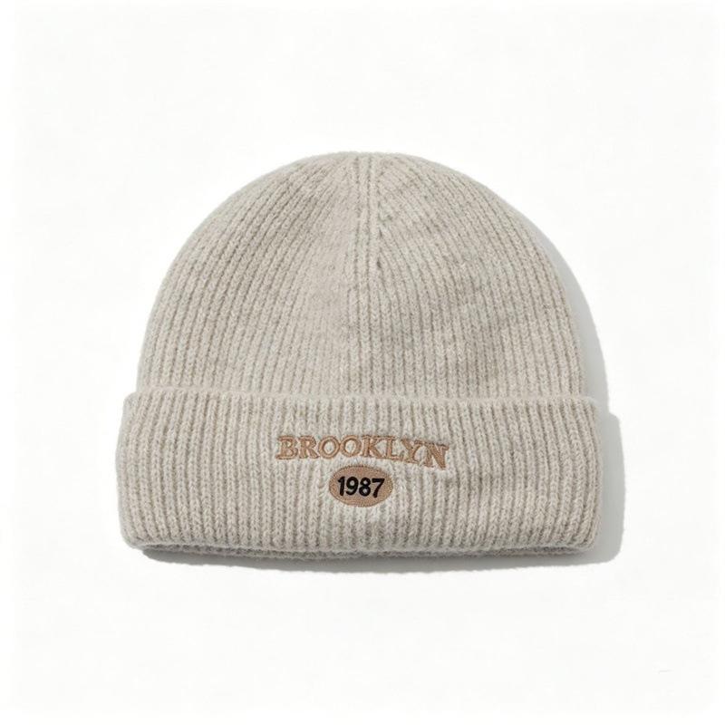 Women's Autumn and Winter Ear Protector Pullover Hat Alphabet Baotou Hat Outdoor Warm Hat Small Knitted Hat Cold Hat