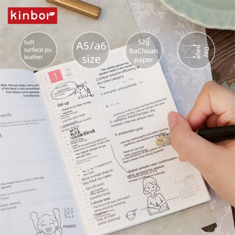 Новый Kinbor Ежегодный Планер Журнал A5 A6 Блокнот 52г Бумага BaChuan Неделя Месяц Планирование Заметки Список Дел