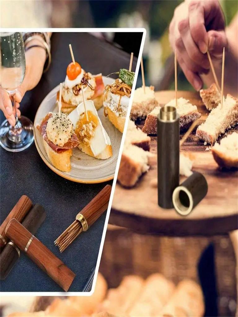 1 Portable Wooden Toothpick Box Mini Toothpick Box, Suitable for Men and Women's Flap Pocket Pants Toothpick Storage Box, Travel P