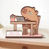 Yousheng Wooden Animal Ornament Capybara Bear Desk Companion Crying Animal Motivational Sign for Office Desk Decor Stress Relief