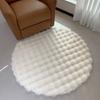 Round Bubble Fleece Fabric Simple Solid Color Fluffy Soft Comfortable Easy To Clean Furry Warm Cute Indoor Decorative Carpet