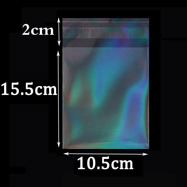 50pcs Transparent Holographic Laser Self Adhesive Bag Aurora Color Pouches for DIY Jewelry Badge Gift Package Storage Bags