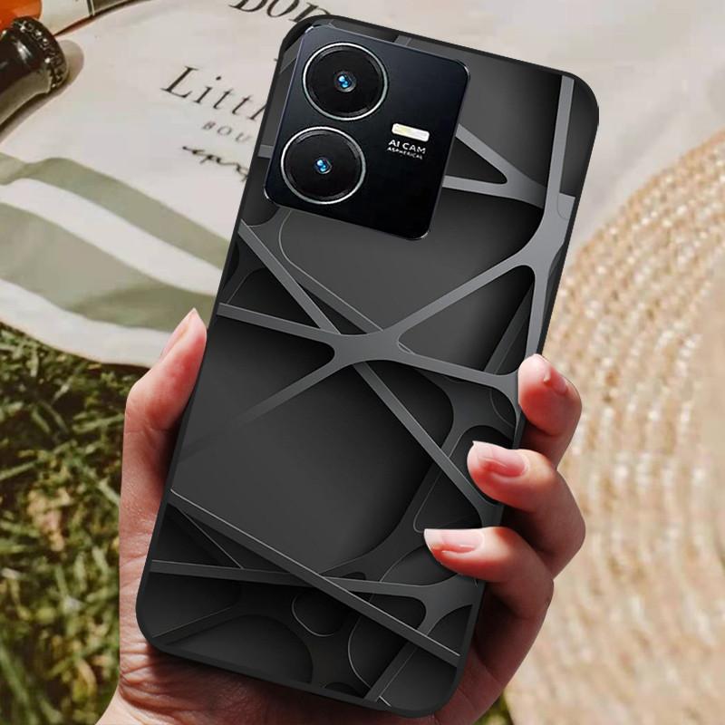 Для чехла Vivo Y22 Y22s 2022 Модный расписной черный силиконовый мягкий чехол на заднюю панель Для чехла для телефона Vivo Y22s VivoY22 Y 22 Y22 s 4G Coque