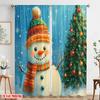 2pcs,2D Plane Printing Pattern Curtains Cute Snowman Christmas Tree_d (3) 100% Polyester (without Rod) All Seasons Perfect for