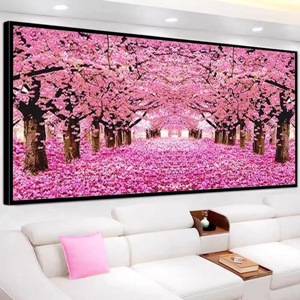 Diamond Painting Full Diamond 5D Living Room Bedroom Modern Romantic Scenery Cherry Blossom Mosaic Art Cross Stitch Dot Diamond Hand Diy