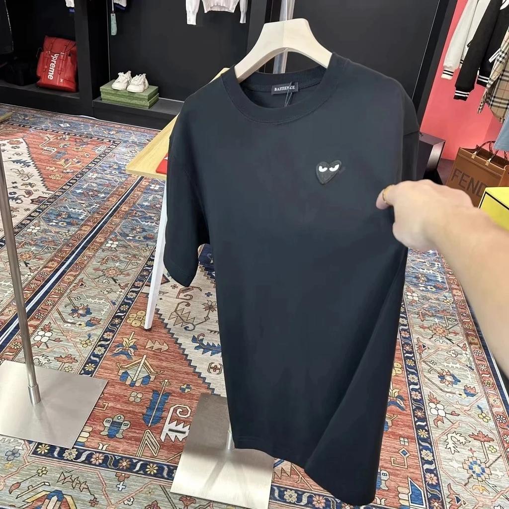 Summer fashion top: Loose neutral pure cotton American T-shirt daily wear for couples short-sleeved men pure cotton 2025