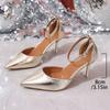 Fashion Fashion Gold Pointed Toe Thin Heel Pumps Women 2025 Plus Size 35-42 Ankle Bukle Pumps Woman Party Wedding High Heel Shoes Female