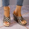 Fashion Plus Size 2025 Summer Leopard Print Women's Open Toe Slippers Outdoor Platform Wedges Sandals Daily Casual Rome Slippers Zapatos