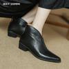 2024 Women Ankle Boots Autumn Winter Basic Genuine Leather Shoes Woman Thick Heels Office Lady Working Short Boots Women Shoes