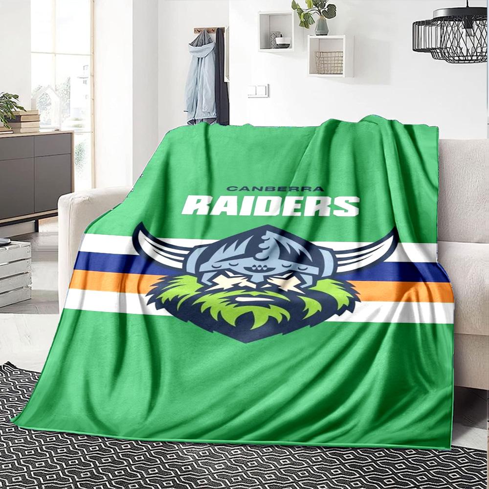 Canberra Raiders Logo Print Flannel Blanket High Quality Warm Comfortable Cover for All Seasons Perfect for Gifts Home Decor