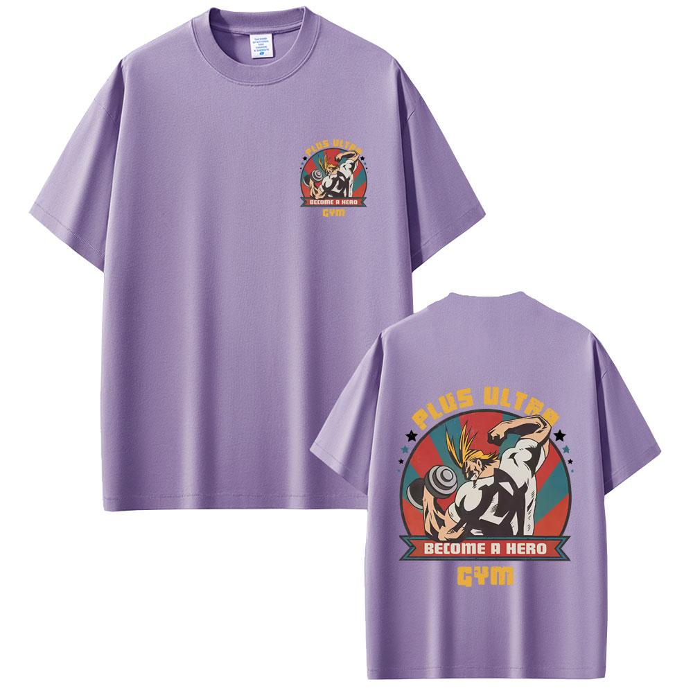 Anime My Hero Academia All Might Plus Ultra Gym Graphic T Shirts Unisex Women Fitness Casual Cotton T-shirt Male Vintage Streetwear