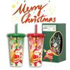 701-800ml Christmas Color Changing Straw Cup Santa Design Microwave Safe Reusable Plastic Large Capacity Set for All Seasons