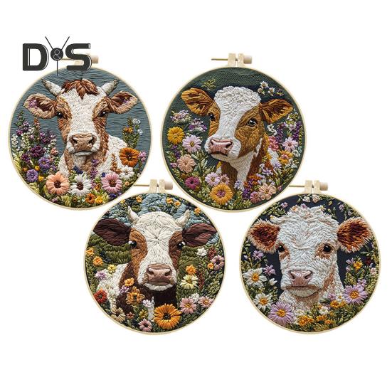 Набор для вышивки иглой Punch Needle Cartoon Highland Cow DIY Вышивка Набор с пяльцами Punch Needle Starter Craft Kit для взрослых и детей