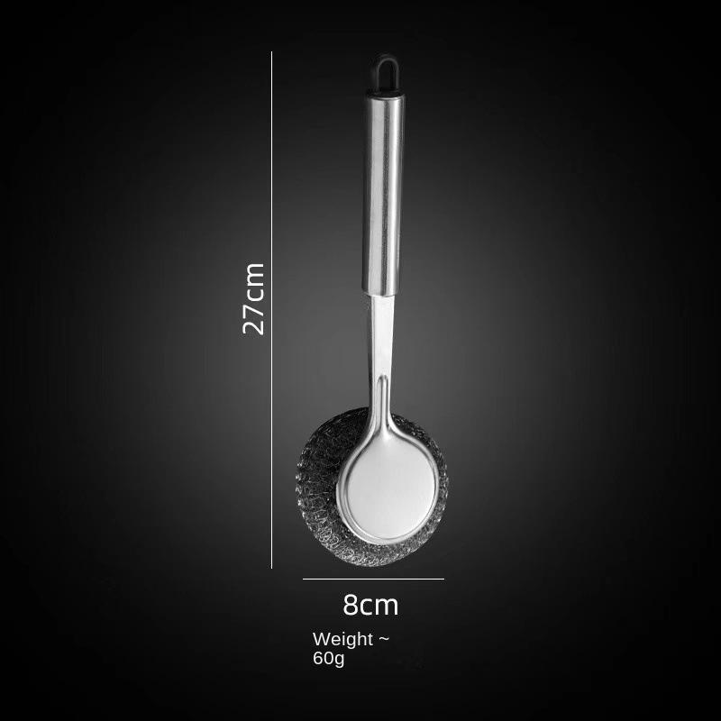 Stainless Steel Pot Brush Kitchen Wash Pot Steel Wire Ball Brush Long Handle Wash Cleaning Brush Pot Brush Pot No Silk Brush Pot Artifact