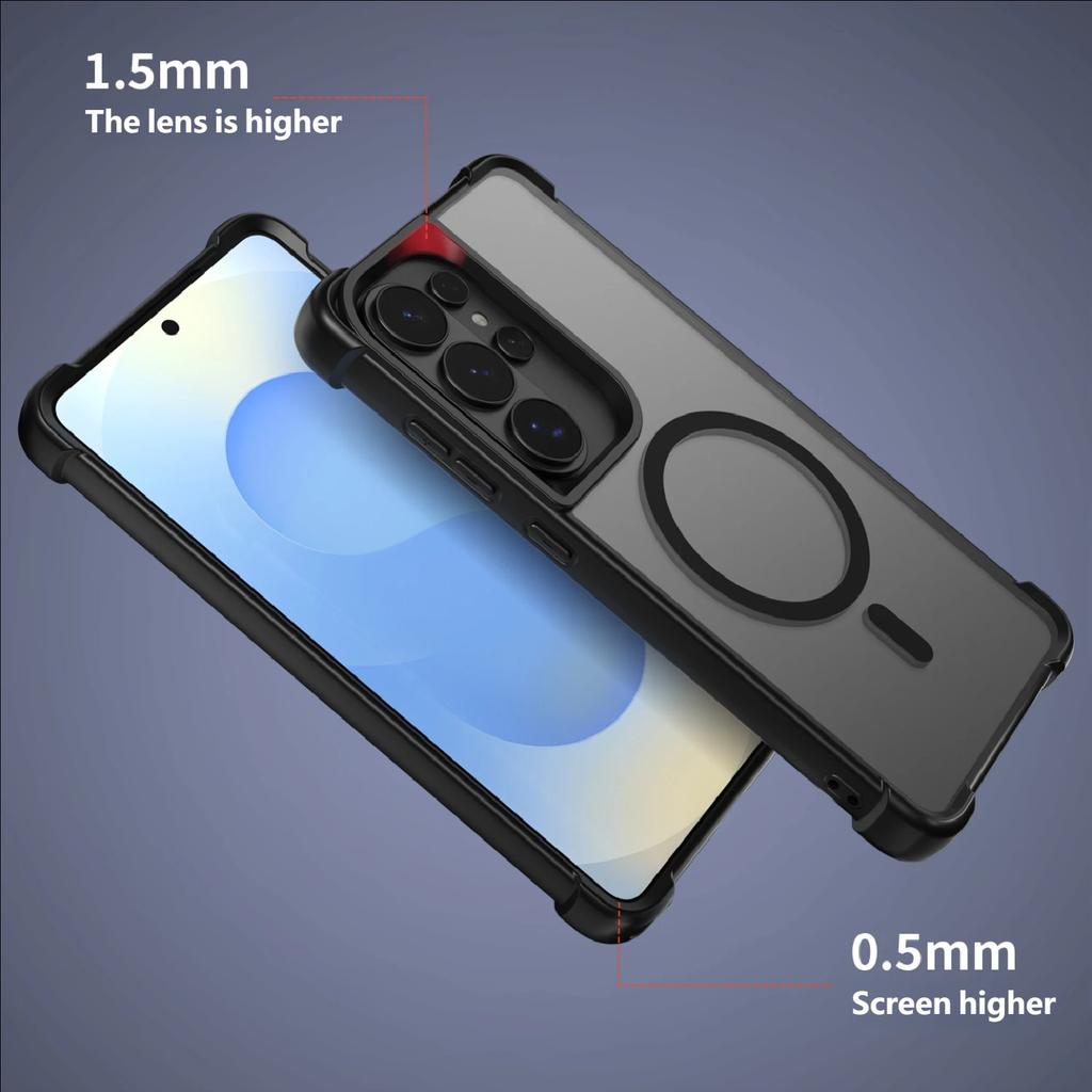 For Shockproof Armor Translucent Case For Samsung Galaxy S26 S2 S24 S23 Ultra Plus Magnetic Wireless Charge Matte Cover