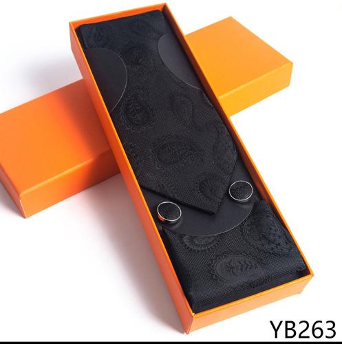 Мужской галстук с квадратной манжетой, подарочный набор в деловой повседневной оранжевой подарочной коробке