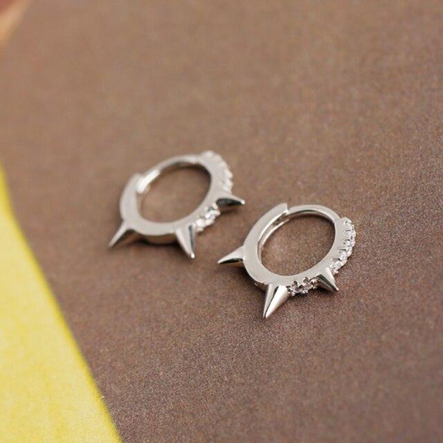 100% 925 пробы серебро маленькие круглые золотые молнии циркониевые серьги-кольца клипсы для женщин Pendientes геометрические