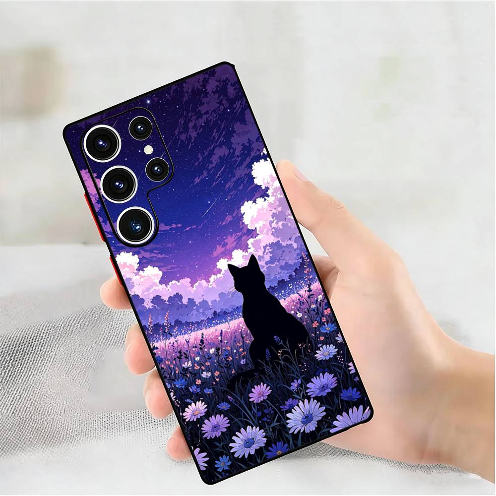 Силиконовый чехол для телефона с принтом черного кота для Samsung Galaxy S 24,22,20,23,21,20 Ultra Plus Lite 5G