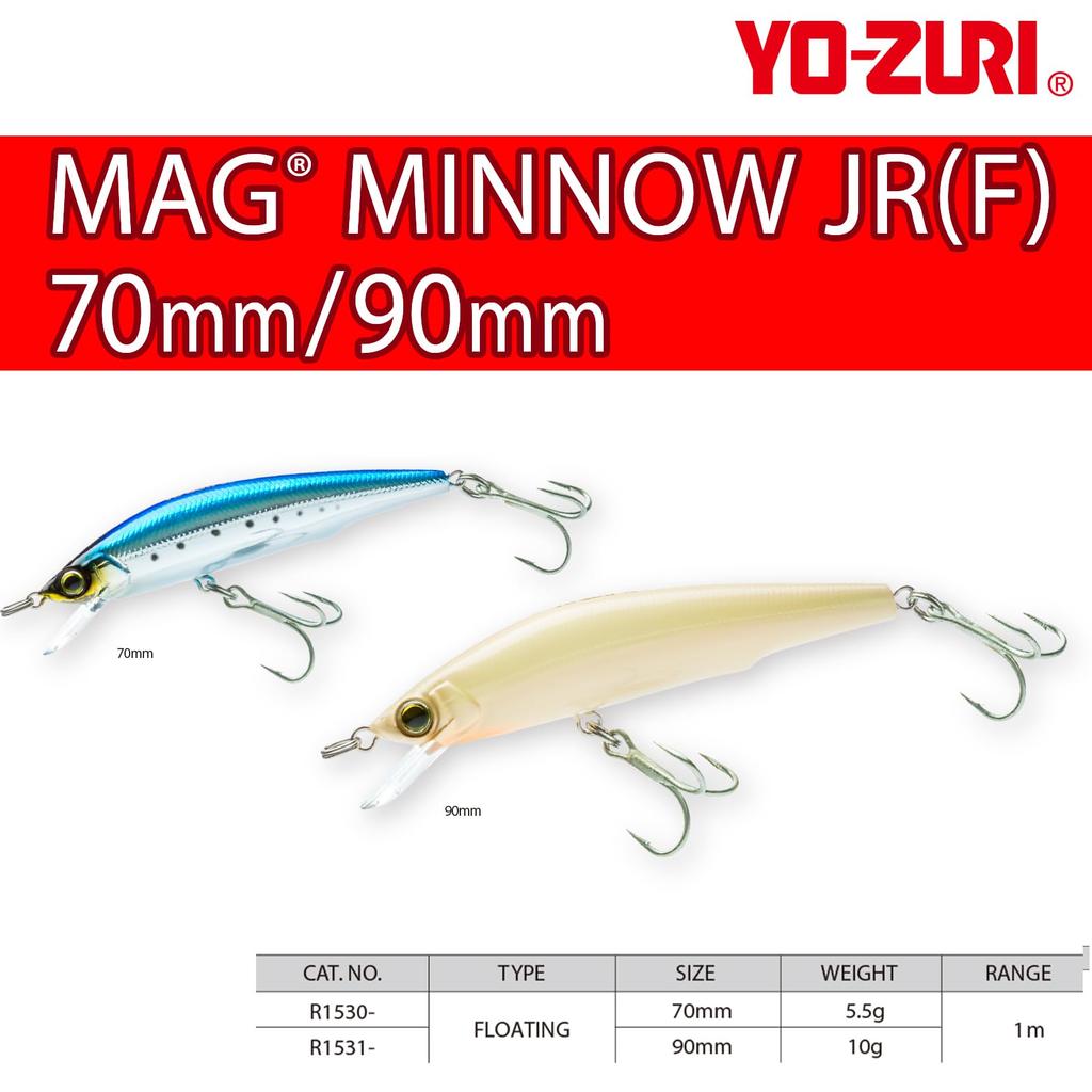 Saltwater Lure Mag Minnow Junior Floating 70mm Black Back Center of Gravity Shift YO-ZURI Color