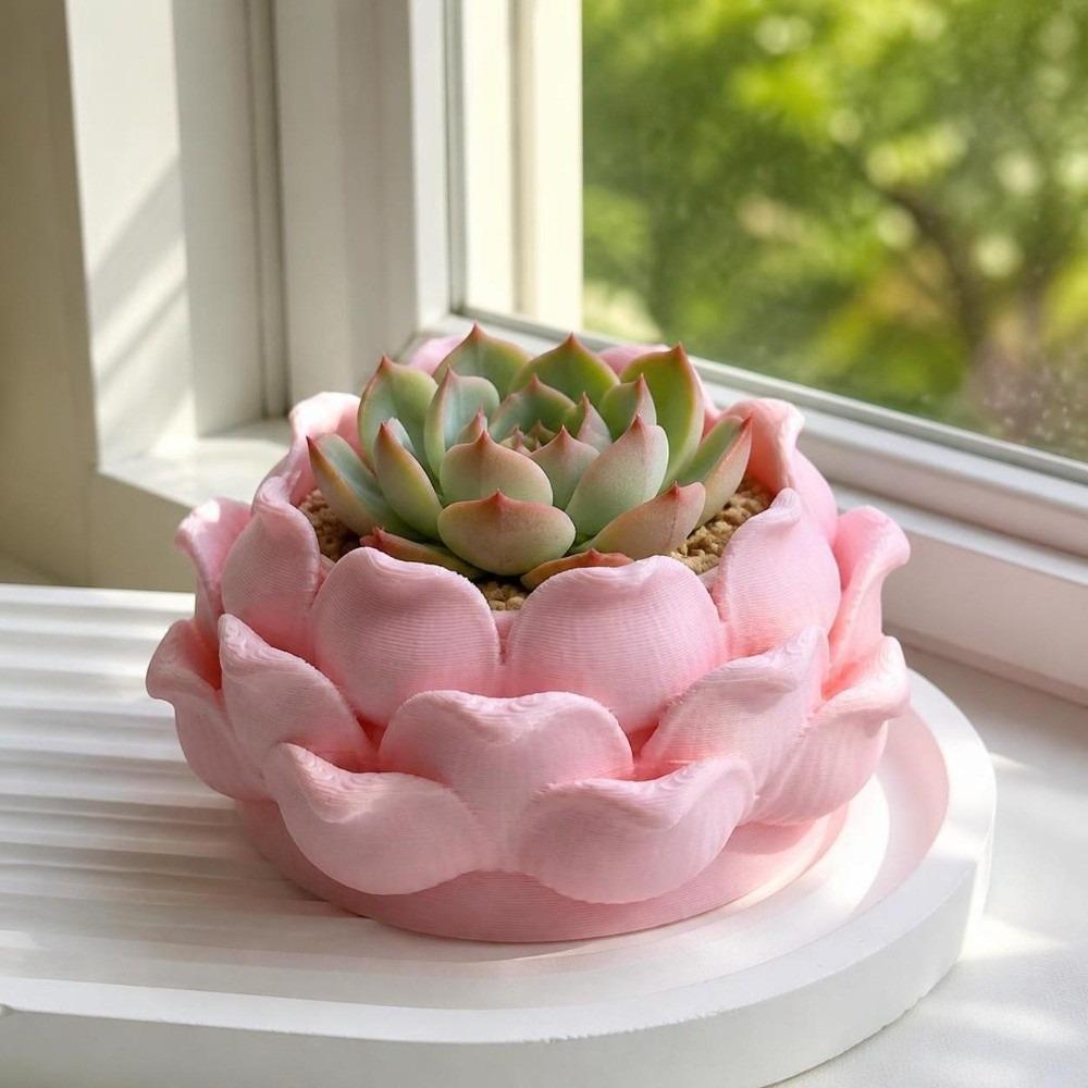 with Drainage Hole Succulent Plant Pot Lotus Shaped Jewelry Storage Box Plastic Nursery Pots Yard