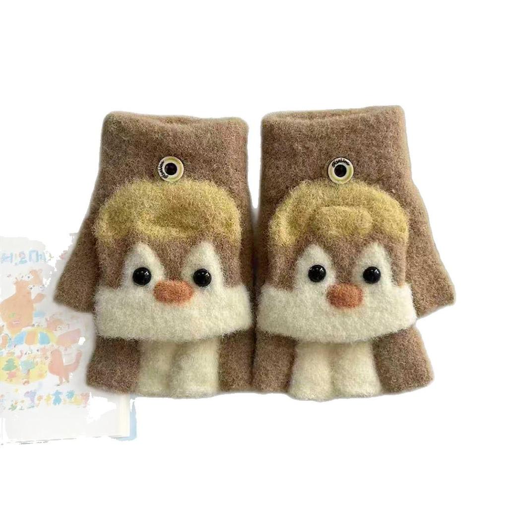 Зимние мультяшные варежки-митенки с пингвинами для студентов: Полупалые, Защищающие от холода для мужчин, женщин и детей