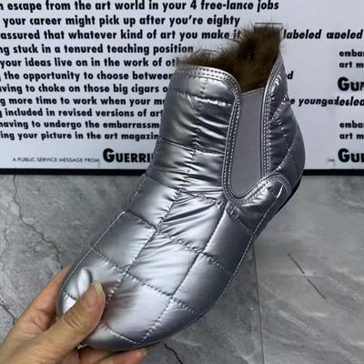 Модные женские ботинки Теплые меховые зимние ботинки Повседневные ботильоны на плоской подошве Большого размера Плюшевая женская обувь Нескользящие Зимние женские хлопковые ботинки