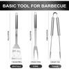 Набор инструментов для барбекю, 3 шт., Набор инструментов для гриля из нержавеющей стали, Включает лопатку/вилку/щипцы и тканевый чехол для хранения
