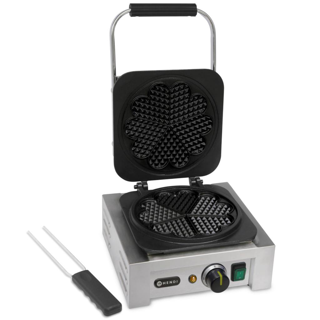 Professional waffle maker with rosette, 5 heart-shaped waffles, diameter 215mm, 2200W