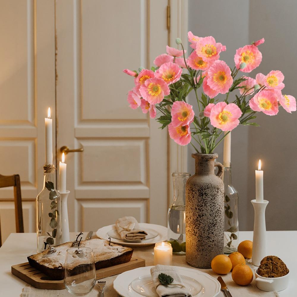 4 шт. искусственных цветов мака шелковые букеты для домашнего декора, свадьбы, украшения стола и вечеринок искусственные цветочные композиции своими руками